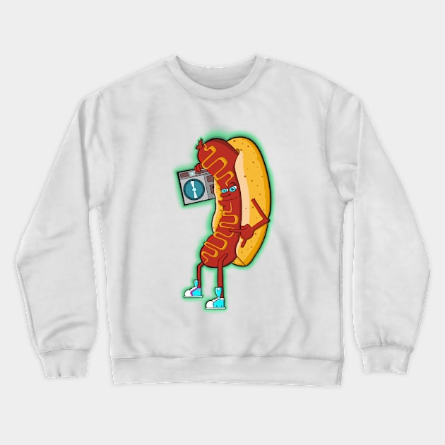 Rocking Hot Dog Crewneck Sweatshirt by Art by Nabes